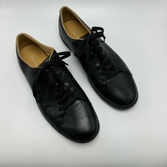 Cole Haan Black Leather Grand Os Cross Court Lace-up Sneakers Men’s Size 10 Wide - Picture 2 of 9